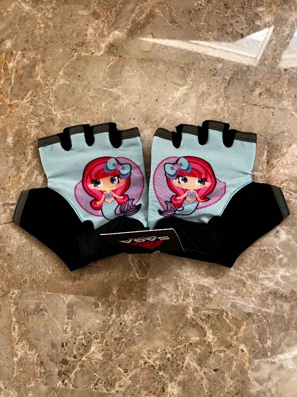 SAGA SPORTS Half Finger Kids Cycling Gloves Aqua Marine Size XL (10-12) New